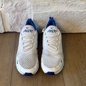 Nike Air Max 270 White and Blue Athletic Sneakers